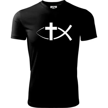 Chlapecké oblečení Ježíšova ryba - Dětské triko sportovní (dresovina) - 134 cm/8 let ( Černá )