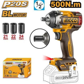 Utahovák rázový 500N.m CIWLI20501 INGCO AKU 20V P20S bez akumulátoru a nab. Industrial