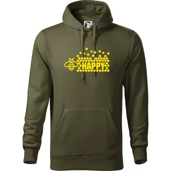 Pánská mikina Bee Happy - Mikina pánská Cape s kapucí - 4XL ( Military )