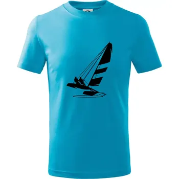 Chlapecké tričko Katamarán na vodě - Tričko dětské bavlněné - 98 cm / 2 roky ( Světlý tyrkys )