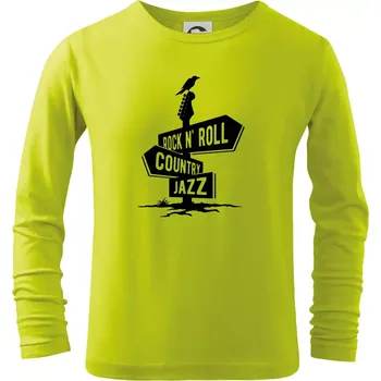 Chlapecké oblečení Kytara rozcestník - Triko dětské Long Sleeve - 158 cm/12 let ( Limetková )