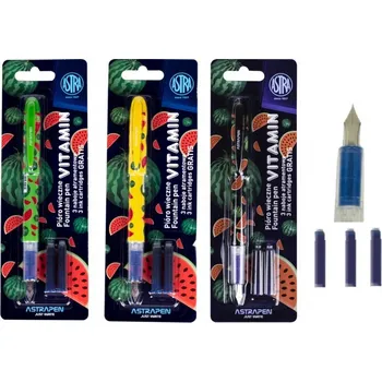 Astra Plnicí inkoustové pero AstraPen Vitamin + 3ks náplň, mix barev, blistr, 203120002