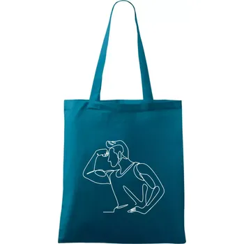 Posilování biceps jedním tahem - Taška bavlněná - 42 x 38 cm ( Petrolejová )