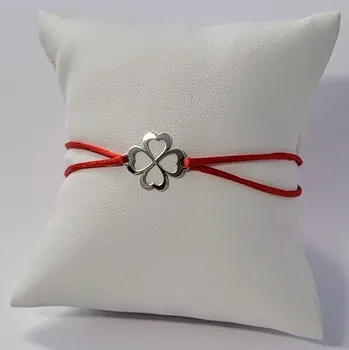 Náramek NUBIS® Červený textilní náramek čtyřlístek, Ag 925 - KA1726R-ST