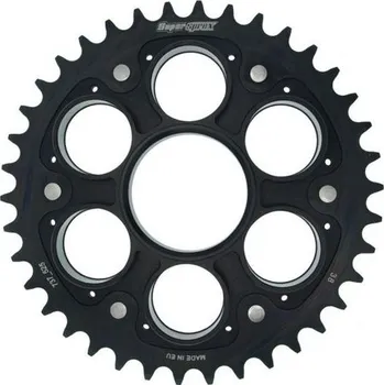 Řetězová sada pro motocykl Řetězová rozeta STEALTH s hliníkovým unašečem SUPERSPROX RSA-737_525:38-BLK černá 38 zubů, 520