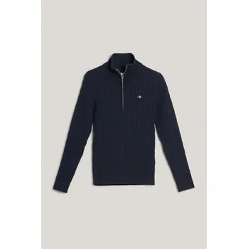Dámský svetr SVETR GANT STRETCH COTTON CABLE HALF-ZIP EVENING BLUE