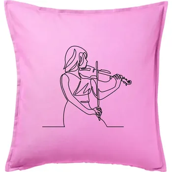 Polštář Houslistka jedním tahem - Polštář 50x50 - 50x50 - Pouze potah ( Růžová )
