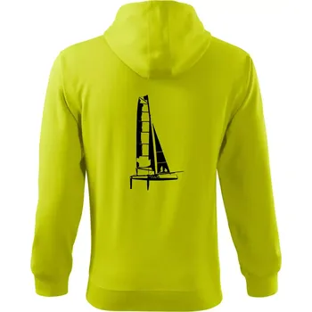 Pánská mikina Katamarán z boku - Mikina s kapucí na zip trendy zipper - L ( Limetková )