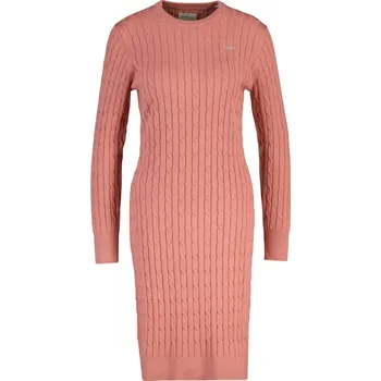 Dámské šaty ŠATY GANT STRETCH COTTON CABLE C-NECK DRESS FADED BRICK