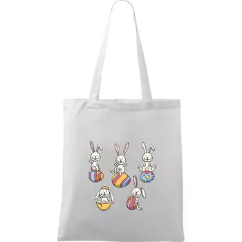 Velikonoční zajíci - Taška bavlněná - 42 x 38 cm ( Bílá )