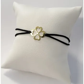 Náramek NUBIS® Černý textilní náramek čtyřlístek, Ag 925 - KA1726K-GD