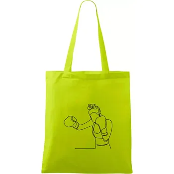 Žena boxerka jedním tahem - Taška bavlněná - 42 x 38 cm ( Limetková )