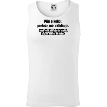Pánské termoprádlo Piju alkohol uklidňuje mě - Tílko pánské Core - S ( Bílá )