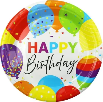 Talíř Luma Papírové talíře Happy Birthday 18 cm