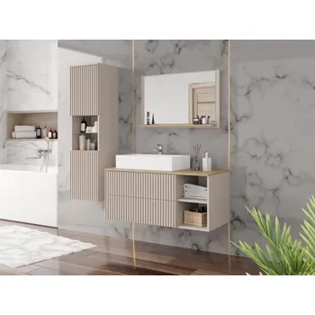 Koupelnová sestava Kiegi Ryfel II, Barva: pouštní písek + pouštní písek / dub cremona, Sifon k umyvadlu: ano, Umyvadlo: ne MIRJAN 5903211437892