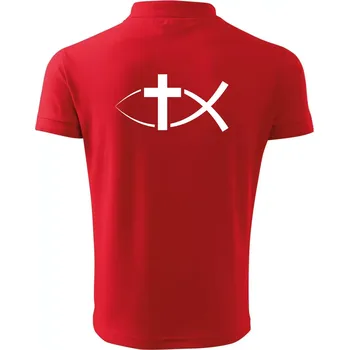 Pánská košile Ježíšova ryba - Polokošile pánská Pique Polo 203 - 2XL ( Červená )