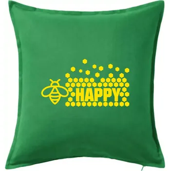 Polštář Bee Happy - Polštář 50x50 - 50x50 - Včetně výplně ( Středně zelená )