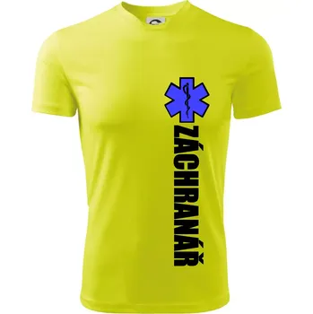 Chlapecké tričko Záchranář - hvězda - Dětské triko sportovní (dresovina) - 146 cm/10 let ( Neonově žlutá )