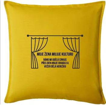 Polštář Žena miluje kulturu - Polštář 50x50 - 50x50 - Pouze potah ( Žlutá )