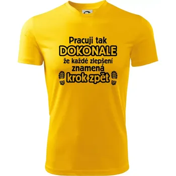 Chlapecké tričko Pracuji dokonale krok zpět - Dětské triko sportovní (dresovina) - 134 cm/8 let ( Žlutá )