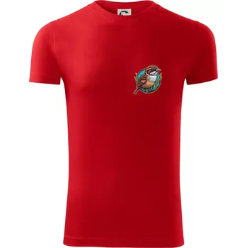 Pánské tričko Vrabec na prsu - Viper FIT - Pánské zůžené tričko - L ( Červená )