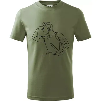 Posilování biceps jedním tahem - Tričko dětské bavlněné - 98 cm / 2 roky ( Khaki )