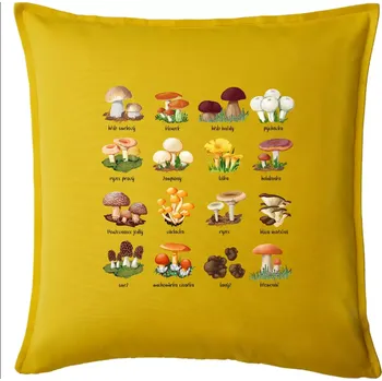 Polštář Atlas hub - triko s houbami - Polštář 50x50 - 50x50 - Pouze potah ( Žlutá )