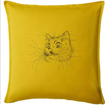 Polštář Kočka ilustrace - Polštář 50x50 - 50x50 - Pouze potah ( Žlutá )