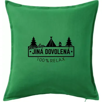 Polštář Trochu jiná dovolená stan - Polštář 50x50 - 50x50 - Pouze potah ( Středně zelená )