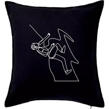 Polštář Lezec na skále jedním tahem - Polštář 50x50 - 50x50 - Pouze potah ( Černá )