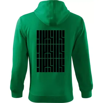 Pánská mikina Jesus nápis - Mikina s kapucí na zip trendy zipper - M ( Středně zelená )