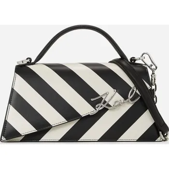 Kabelka KABELKA KARL LAGERFELD K/SIGNATURE SP SLIM CROSSBODY SMALL STRIPE BLACK-WHITE