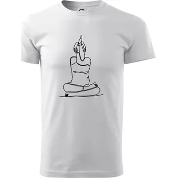 Pánské tričko Jóga v sedu jedním tahem - Triko extra velké (5-8XL) - 6XL ( Bílá )