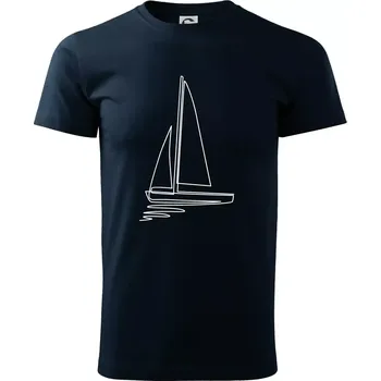 Plachetnice jedním tahem - Triko extra velké (5-8XL) - 7XL ( Námořní modrá (velmi tmavá - téměř černá) )