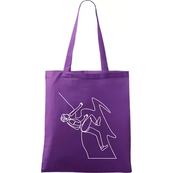 Nákupní taška Lezec na skále jedním tahem - Taška bavlněná - 42 x 38 cm ( Fialová )