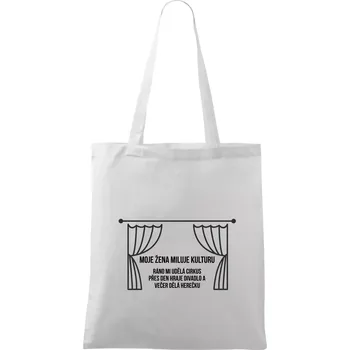 Nákupní taška Žena miluje kulturu - Taška bavlněná - 42 x 38 cm ( Bílá )