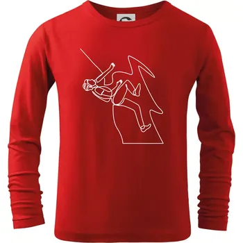 Chlapecké tričko Lezec na skále jedním tahem - Triko dětské Long Sleeve - 104-110cm / 3-4 roky ( Červená )