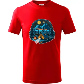 Jeseníky pod stanem - Tričko dětské bavlněné - 98 cm / 2 roky ( Červená )