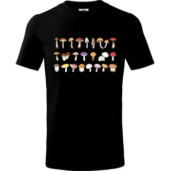 Houby barevné - Tričko dětské bavlněné - 98 cm / 2 roky ( Černá )