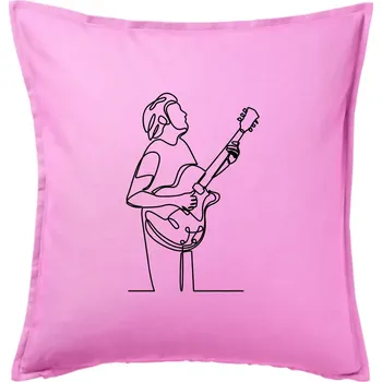 Polštář Kytarista jedním tahem - Polštář 50x50 - 50x50 - Pouze potah ( Růžová )