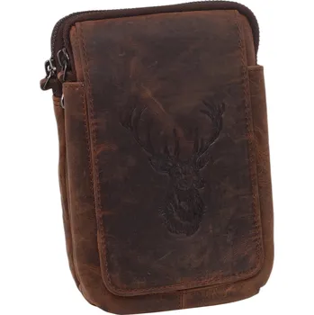 Pouzdro na mobilní telefon Mercucio Kožené pouzdro na opasek tmavěhnědá embos jelen hlava 250887
