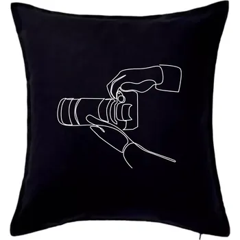 Polštář Fotograf jedním tahem - Polštář 50x50 - 50x50 - Pouze potah ( Černá )