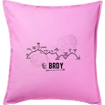 Polštář Profil kopců - Brdy - Polštář 50x50 - 50x50 - Pouze potah ( Růžová )