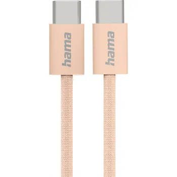 Datový kabel Hama USB-C 2.0 kabel Fabric, 1m, opletený, oranžový