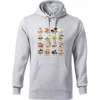 Pánská mikina Atlas hub - triko s houbami - Mikina pánská Cape s kapucí - 5XL ( Světlešedý Melír )