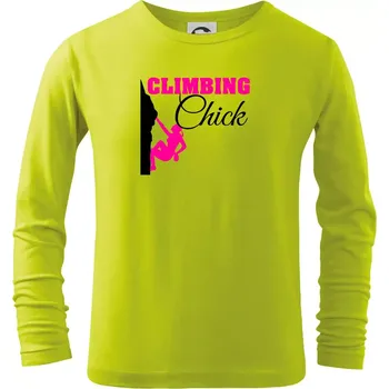 Climbing chick - Triko dětské Long Sleeve - 134 cm/8 let ( Limetková )