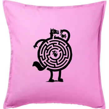 Polštář Kočka a myš bludiště - Polštář 50x50 - 50x50 - Pouze potah ( Růžová )