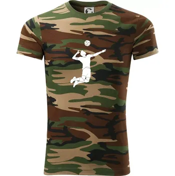 Pánské tričko Volejbal nápřah muž - Army CAMOUFLAGE - XL ( Hnědý maskáč )