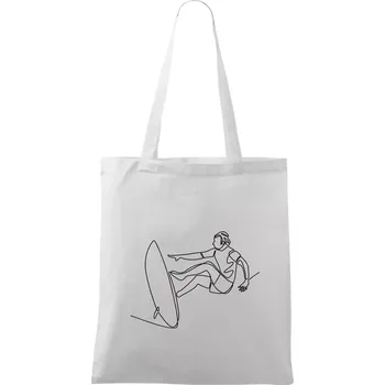 Surfař na vlně jedním tahem - Taška bavlněná - 42 x 38 cm ( Bílá )