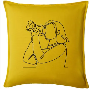 Polštář Fotografka stojící jedním tahem - Polštář 50x50 - 50x50 - Pouze potah ( Žlutá )